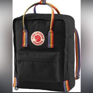 Fjallraven Kånken Charcoal Backpack with Rainbow Straps